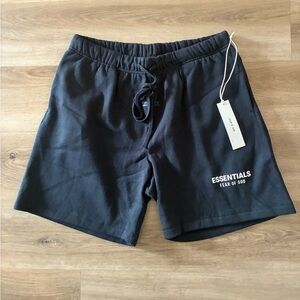 Essentials Fear of God Soccer Fleece Shorts Jet Black Size L NWT